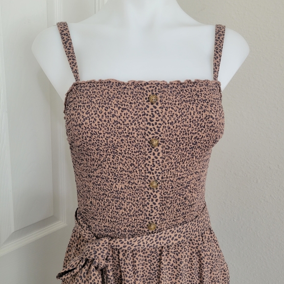 Abercrombie & Fitch Leopard Cinch Top Jumpsuit M EUC Ankle Wide Leg Lightweight - Picture 3 of 16